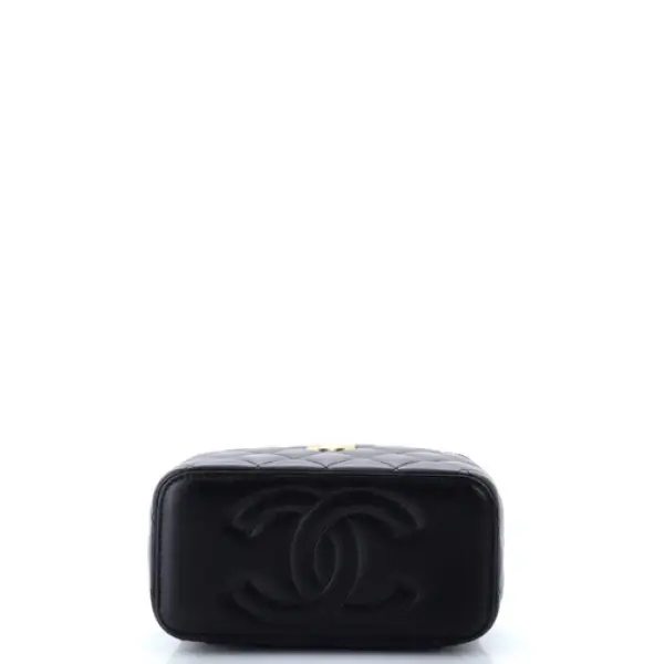 Chanel Sweet Camellia Vanity Case with Chain Quilted Lambskin Small