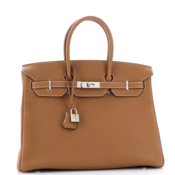Hermes Birkin Handbag Gold Togo with Palladium Hardware 35