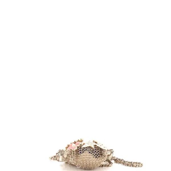 Chanel CC Charm Kisslock Frame Clutch with Chain Embellished Metal Mesh Mini