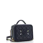 Chanel Filigree Vanity Case Quilted Caviar Small