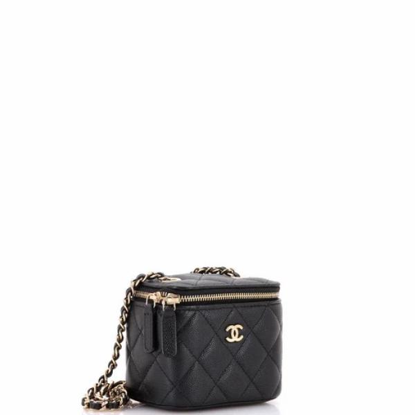 Chanel Classic Vanity Case with Chain Quilted Caviar Mini