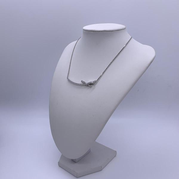 Chanel Ruban Collection 18K White Gold Diamond Bow Necklace