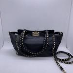 VALENTINO Garavani Rockstud Black Leather Tote Shoulder Bag