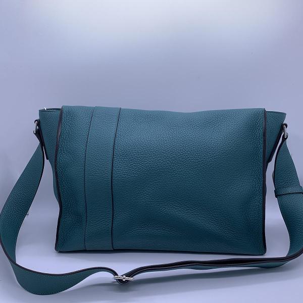 Hermes Alfred Full Leather Peacock Blue Messenger Bag