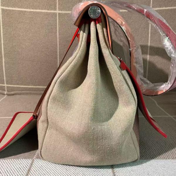 Hermes Herbag 50 Limited Edition Red Stripes Handbag