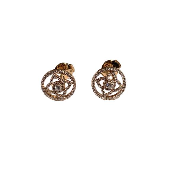 De Beers Enchanted Lotus Stud Earrings in 18K Rose Gold with Pavé Diamonds
