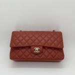 Chanel Medium Classic Flap Chain Bag, Burgundy Lambskin, Double Flap, Light Gold Hardware