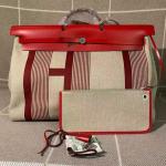 Hermes Herbag 50 Limited Edition Red Stripes Handbag