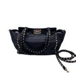 VALENTINO Garavani Rockstud Black Leather Tote Shoulder Bag