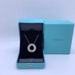 Tiffany & Co. Atlas X Closed Circle Pendant, 18K White Gold, Full Pavé Diamonds