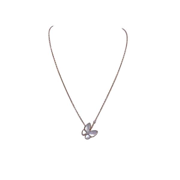 Van Cleef & Arpels Two Butterfly Necklace, Mother-of-Pearl, 18K Rose Gold