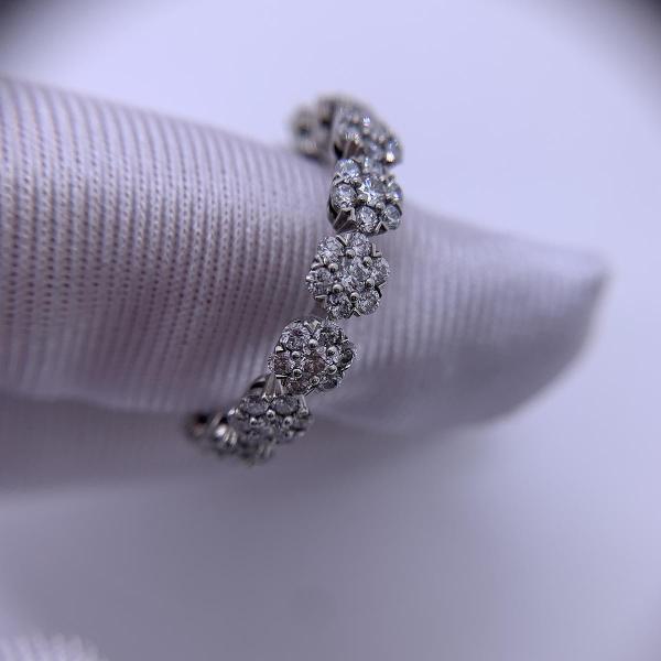 Van Cleef & Arpels Fleurette Sunflower White Gold Pave Diamond Wedding Ring