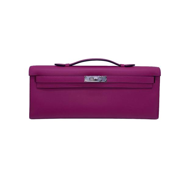 Hermes Kelly Cut Handbag, Rose Pink Swift Leather, Silver Hardware