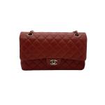 Chanel Medium Classic Flap Chain Bag, Burgundy Lambskin, Double Flap, Light Gold Hardware