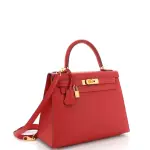 Hermès Kelly 28 Rouge Epsom Leather Gold Hardware Top Handle Bag For Women