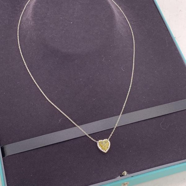 Tiffany 2.02ct Heart Shape Fancy Yellow Diamond Luxury Setting Necklace