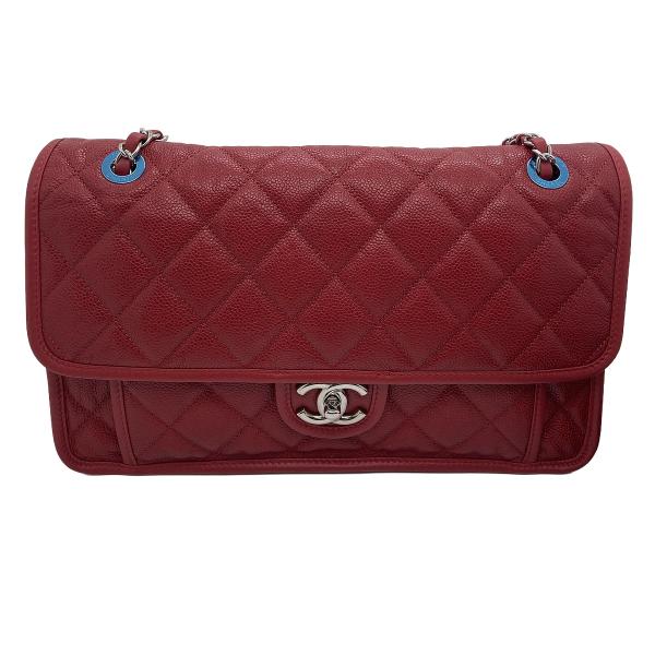 Chanel Red Caviar Leather Seasonal Classic Flap Chain Bag