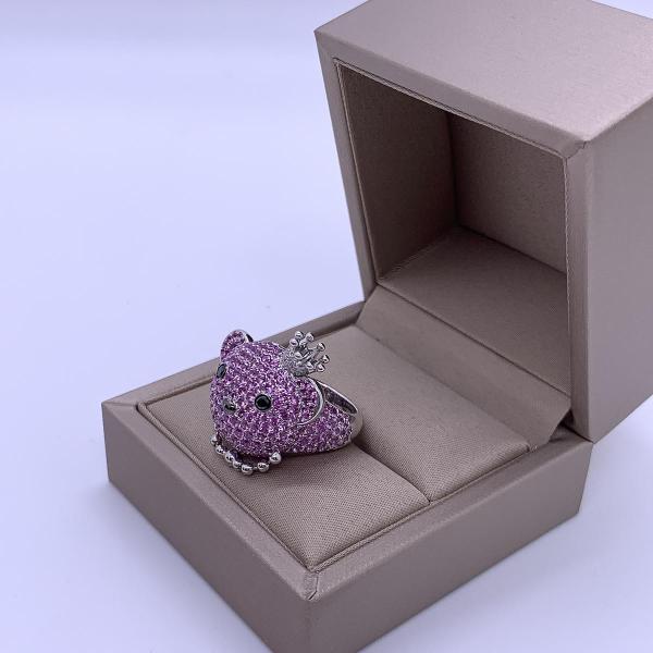 Qeelin Bo Bo Ruby & Diamond Crown Wide Band Ring