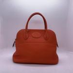 Hermes Bolide 31 Orange Feu Taurillon Clemence Leather Handbag with Shoulder Strap