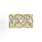 Buccellati Etoilee series lace-cutout 18K gold and white gold set with diamonds ring