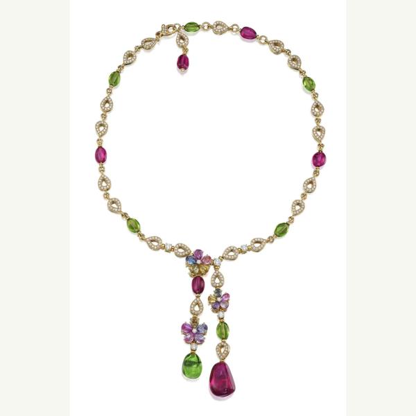 Bvlgari Sapphire Flower Collection High-end jewelry gemstone necklace