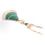 BVLGARI DIVAS 'Dream collection fan-shaped pendant malachite diamond-encrusted necklace for men and women, rose gold couple style