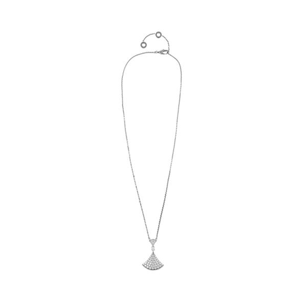 Bvlgari DIVAS 'Dream collection exquisite diamond-encrusted fan 18k white gold necklace for men and women, a couple's style