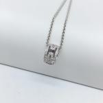 BVLGARI Parentesi series platinum full-diamond looped pin hollow design necklace