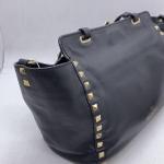 VALENTINO Garavani Rockstud Black Leather Tote Shoulder Bag