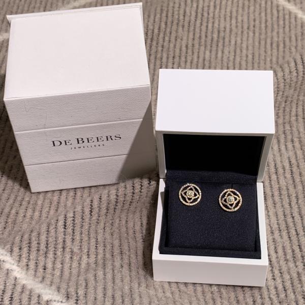 De Beers Enchanted Lotus Stud Earrings in 18K Rose Gold with Pavé Diamonds