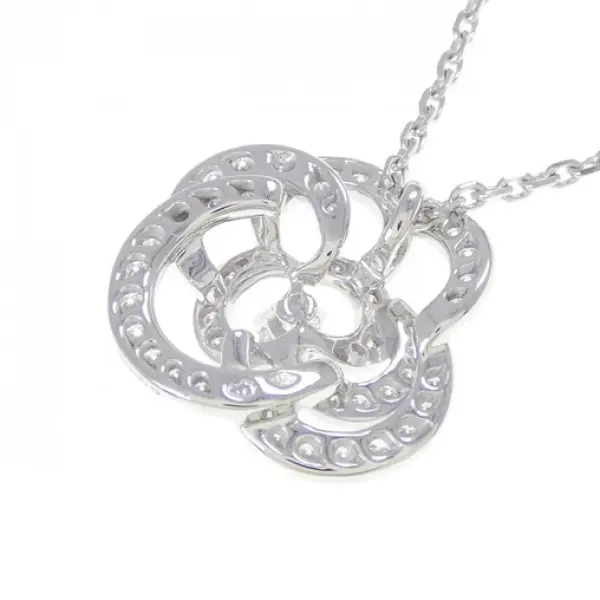 Chanel Camellia Pendant Necklace 18K White Gold Medium with Diamond