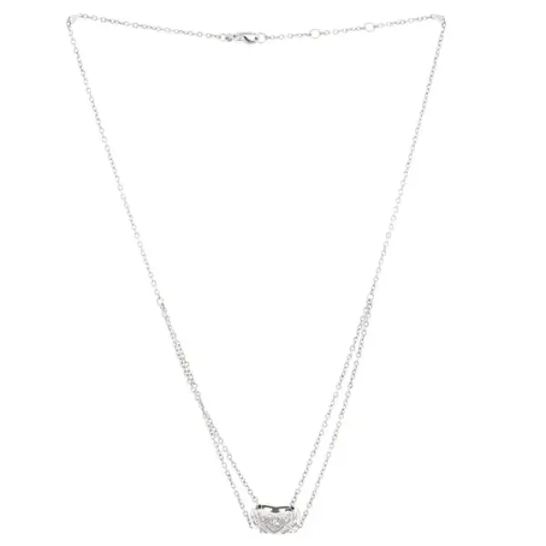 Chanel Coco Crush Double Chain Pendant Necklace 18K White Gold with Diamonds