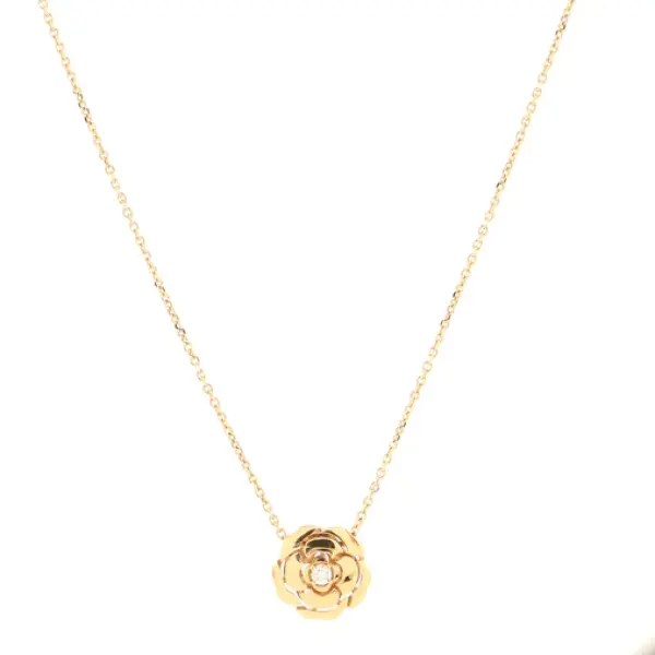 Chanel Extrait de Camellia Pendant Necklace 18K Rose Gold with Diamond