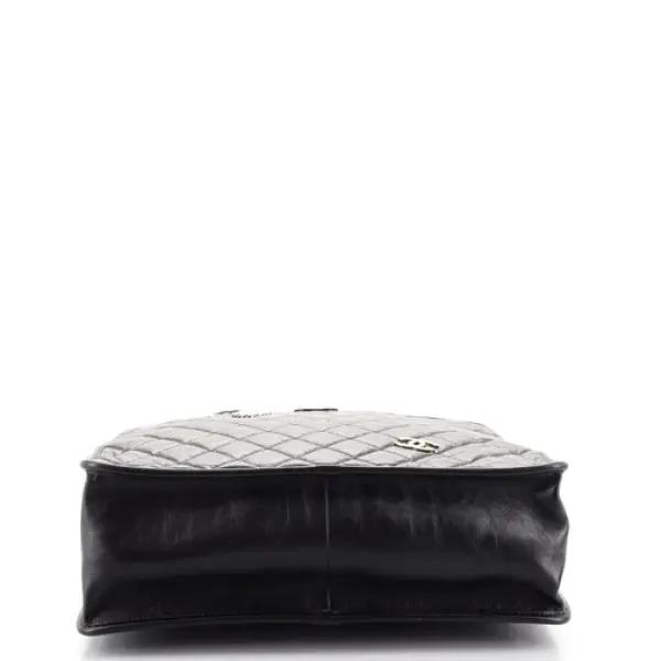 Chanel Charms Cut Out Handle Shopping Tote Quilted Aged Calfskin Large