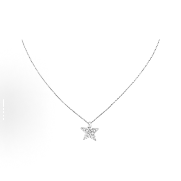 Chanel Comete Geode Star Stud 18K white gold necklace set with large diamonds