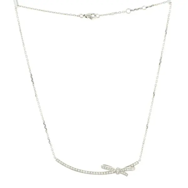 Chanel Ruban Pendant Necklace 18K White Gold and Diamonds