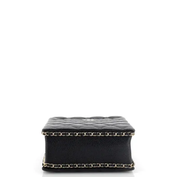 Chanel Chain Around Cut Out Handle Evening Tote Quilted Caviar Mini