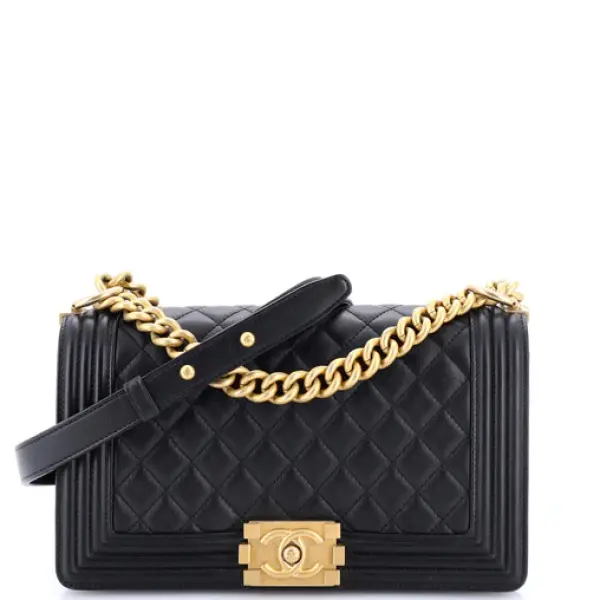 Chanel Boy Flap Bag Quilted Caviar Old Medium