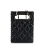 Chanel Chain Around Cut Out Handle Evening Tote Quilted Caviar Mini