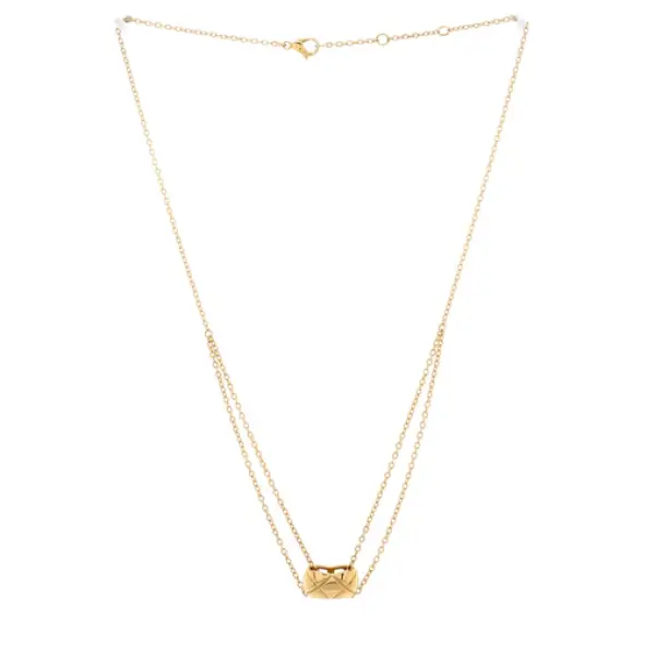 Chanel Coco Crush Double Chain Pendant Necklace 18K Yellow Gold