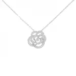 Chanel Camellia Pendant Necklace 18K White Gold Medium with Diamond