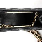 Chanel Chain Around Cut Out Handle Evening Tote Quilted Caviar Mini