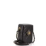 Chanel Diamond Lock CC Phone Holder Crossbody Bag Quilted Lambskin Mini