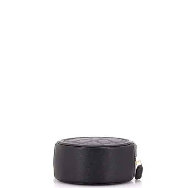 Chanel Filigree Round Clutch with Chain Quilted Caviar Mini