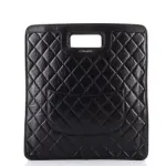 Chanel Charms Cut Out Handle Shopping Tote Quilted Aged Calfskin Large