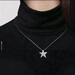 Chanel Comete Geode Star Stud 18K white gold necklace set with large diamonds
