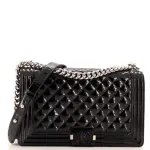 Chanel Boy Flap Bag Quilted Plexiglass Patent New Medium