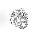 CHANEL FIL DE CAMELIA earrings featuring a hollowed-out camellia design, made of 18K white gold set with diamonds