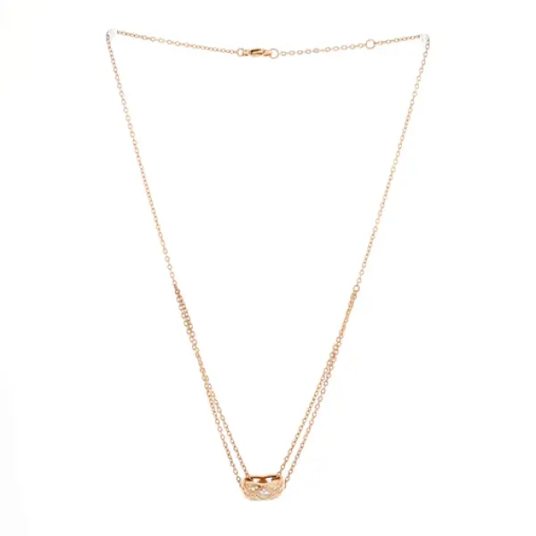 Chanel Coco Crush Double Chain Pendant Necklace 18K Beige Gold and Diamonds