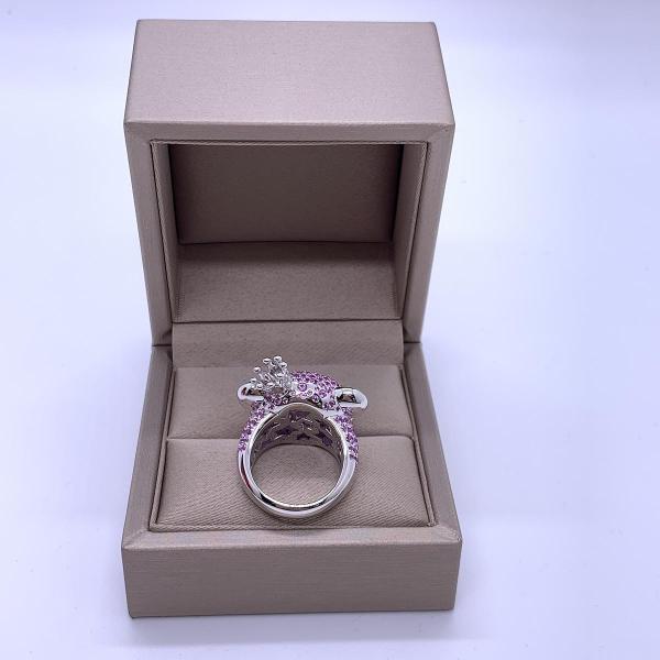 Qeelin Bo Bo Ruby & Diamond Crown Wide Band Ring